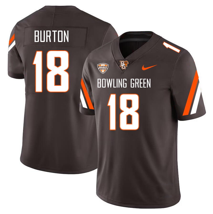 Bowling Green Falcons #18 Jalen Burton College Football Jerseys Stitched Sale-Brown